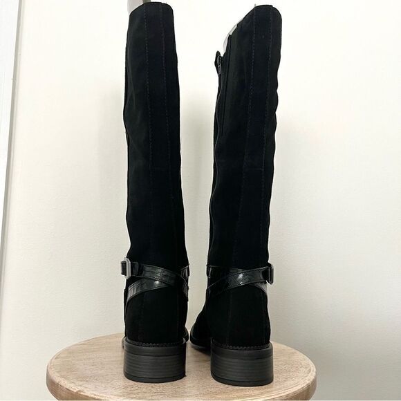 Clark’s Maye Aster Buckled Riding Boots in Black Suede New in Box - Picture 9 of 12